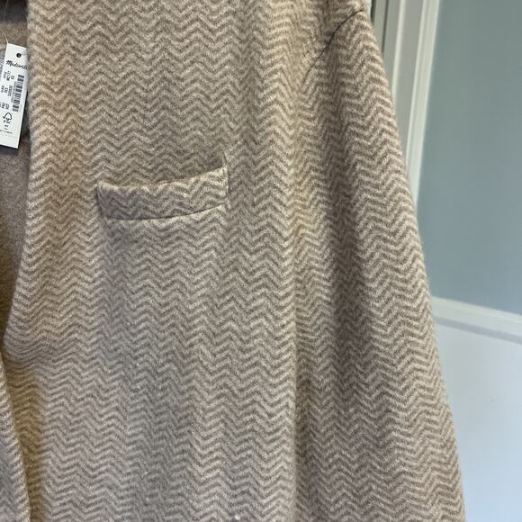 Madewell Herringbone Mattson Sweater Wool Coat Heather Stone Sz XS Oversized NWT - Picture 4 of 8